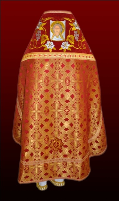 Veșminte preoțești combinate din brocart „Crucea Bizantină”, cu epitrahil brodat, broderie „Crin”