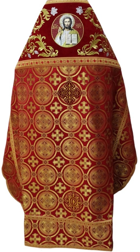 Vesminte preoțești combinate din brocart „Crucea de Kiev”, cu epitrahil brodat, broderie „Trandafir”
