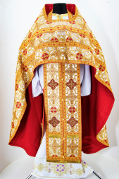 Veste preoțească din brocart turcesc „Crucea Iveriei” cu galon aplicat