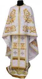 Vesminte preoțești, croială grecească, brodate pe gabardin, broderie „Trandafir” cu galon aplicat