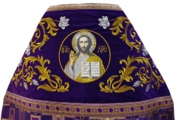 Veșmânt preoțesc combinat din brocart „Crucea Patriarhală”, cu epitrahil brodat, broderie „Trandafir”
