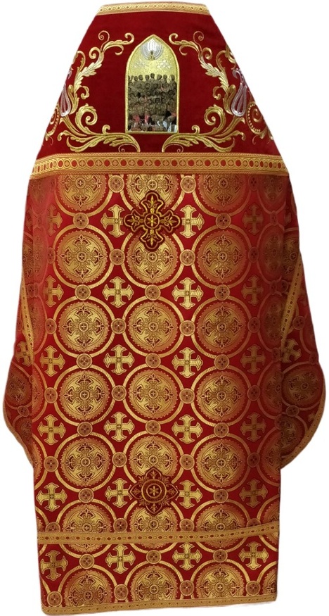 Veșmânt preoțesc combinat din brocart „Crucea de Kiev”, cu epitrahil brodat, broderie „Model Nou”