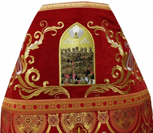 Veșmânt preoțesc combinat din brocart „Crucea de Kiev”, cu epitrahil brodat, broderie „Model Nou”