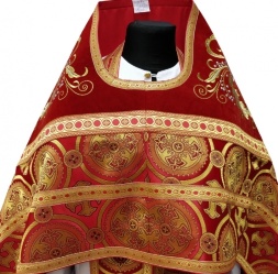 Veșmânt preoțesc combinat din brocart „Crucea de Kiev”, cu epitrahil brodat, broderie „Model Nou”