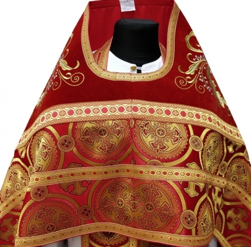 Veșmânt preoțesc combinat din brocart „Crucea de Kiev”, cu epitrahil brodat, broderie „Model Nou”