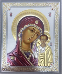 Icoana Maicii Domnului „Kazanskaia” (cu ramă) (Bizanț) 18x15