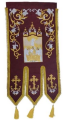 Steaguri brodate, (pereche), broderie „crin”, icoană brodată și cruce