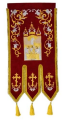 Steaguri brodate, (pereche), broderie „crin”, icoană brodată și cruce