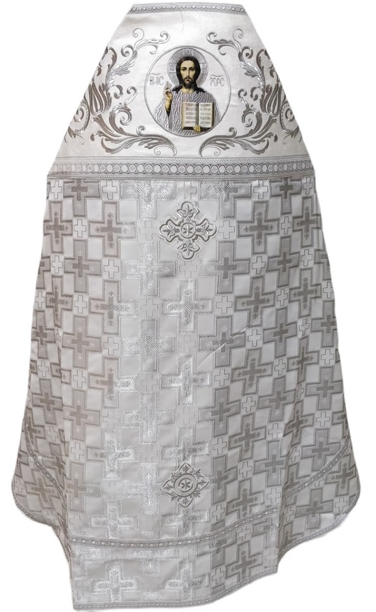 Veșmânt preoțesc combinat din brocart „Crucea Patriarhală”, cu epitrahil brodat, model „Broderie Nouă”