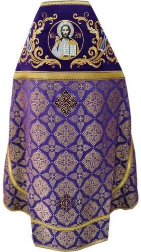 Veșminte combinate din brocart de culoare violet cu epitrahil brodat Țesătură „Crucea Florească” Broderie „model nou”