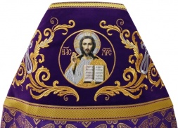 Veșminte combinate din brocart de culoare violet cu epitrahil brodat Țesătură „Crucea Florească” Broderie „model nou”