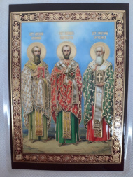 Icoană laminată Sfântul Vasile cel Mare, Grigorie Teologul, Ioan Gură de Aur