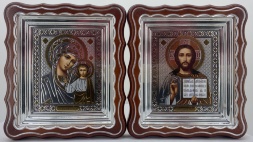 Icoane „Pereche nupțială” lit. dreaptă trandafir, cor., pat. argint 27х24cm