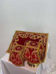 Pocrovțî și aer brodate pe catifea cu cruce, broderie „Rugul Aprins”