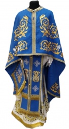 Vesminte preoțești croială grecească, brodate pe gabardină cu galon aplicat, broderie „Trandafir, centru brodat”