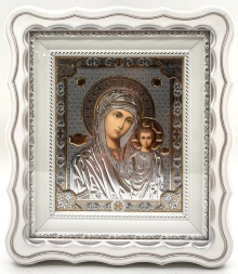 Icoane „Pereche de cununie” litografiate, embosate, alb, aur patinat, 27×24cm