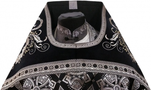 Veșmânt preoțesc combinat din brocart „Crucea Florovski”, cu epitrahil brodat, Broderie „Broderie Nouă”