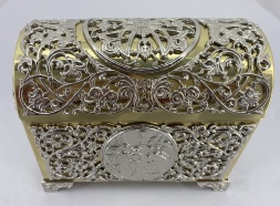 Cutie pentru botez din alamă nichelată 15×12,5cm