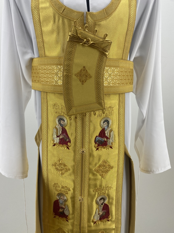 Veșmânt preoțesc combinat din brocart, cu epitrahil brodat