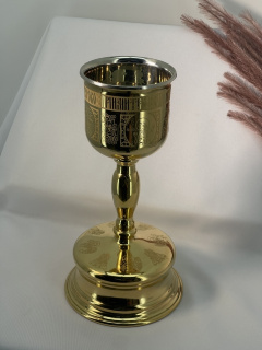 Potir – cupă 1 l placată cu aur, gravură laser, înălțime 29 cm