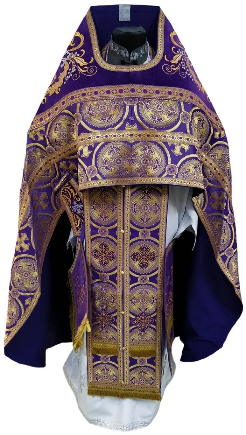 Veșminte preoțești combinate din brocart „Crucea de Kiev”, cu epitrahil brodat, broderie „Broderie nouă”