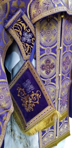 Veșminte preoțești combinate din brocart „Crucea de Kiev”, cu epitrahil brodat, broderie „Broderie nouă”