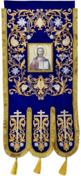 Prapori brodați, pereche, broderie nouă (icoană aplicată, cruce fără broderie)