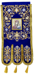 Prapori brodați, pereche, broderie nouă (icoană aplicată, cruce fără broderie)