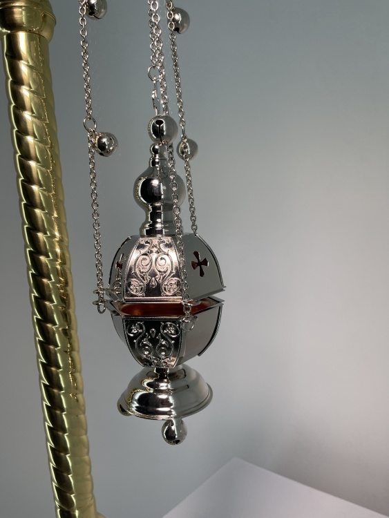 Cădelniță hexagonală, fără email, cu clopoței