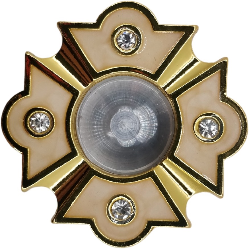 Capsulă cu email Ø5cm alb, email, cu aur.