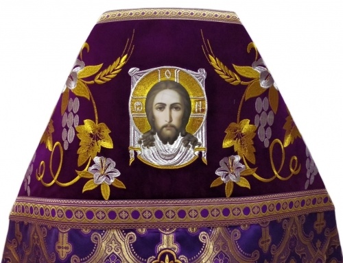 Veste preoțească combinată din brocart „Crucea de Kiev”, cu epitrahil brodat, broderie „Crin”