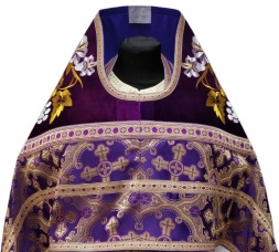 Veste preoțească combinată din brocart „Crucea de Kiev”, cu epitrahil brodat, broderie „Crin”