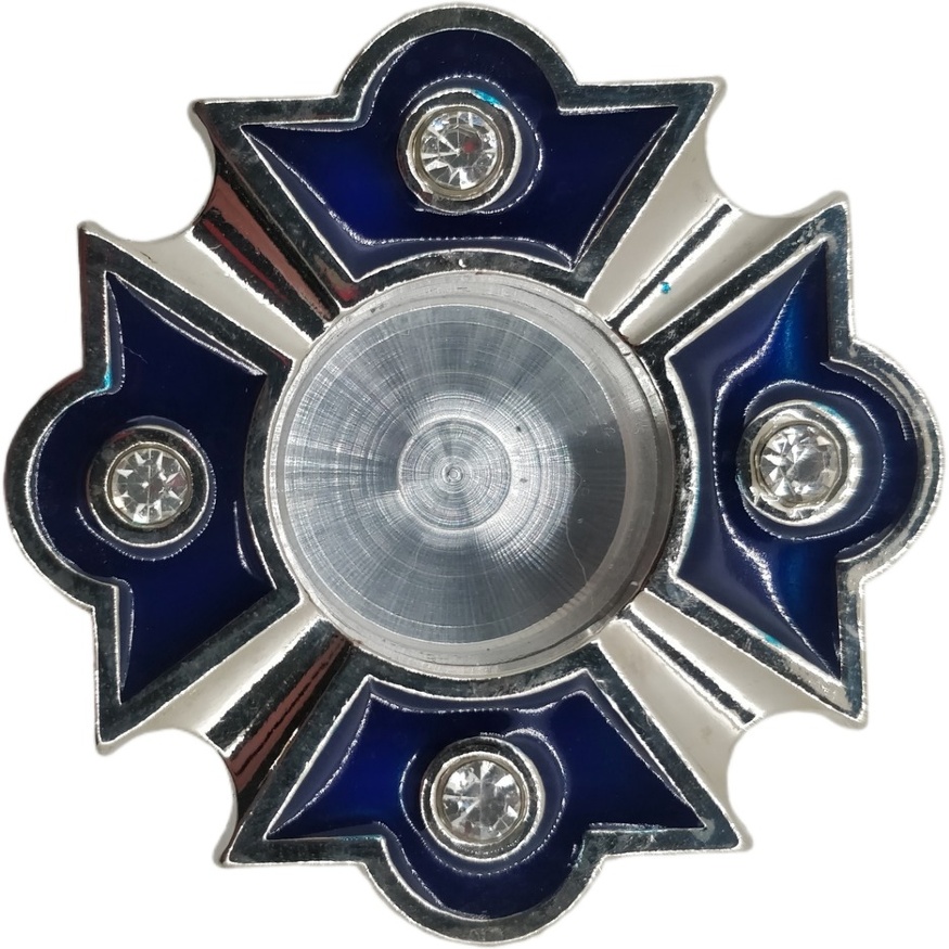 Capsulă cu email Ø4cm email albastru alb cu cruce aurită