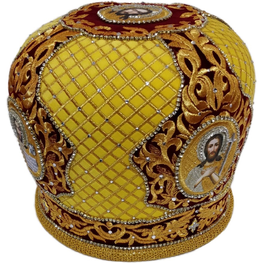 Mitră „Plasă” galben-burgund