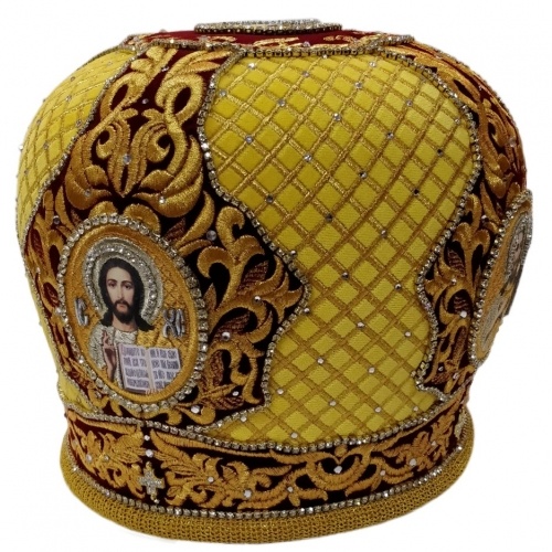 Mitră „Plasă” galben-burgund