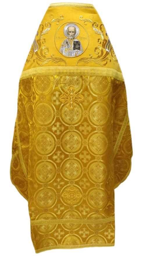 Veșmânt preoțesc combinat din brocart „Crucea de la Kiev”, cu epitrahil brodat, broderie „Model nou”