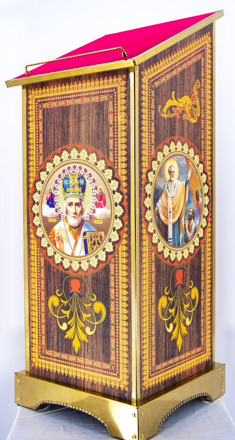 Analoi lateral, economic cu tipar Sfântul Nicolae Făcătorul de Minuni, 46x46см, (Înălțime 118-95см)