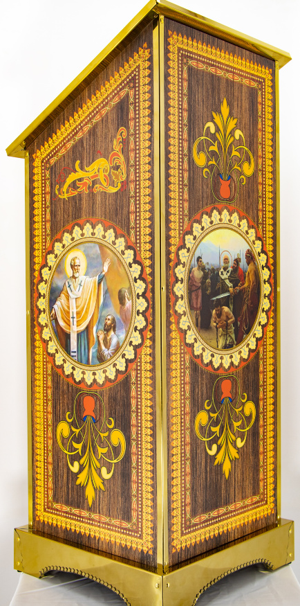 Analoi lateral, economic cu tipar Sfântul Nicolae Făcătorul de Minuni, 46x46см, (Înălțime 118-95см)
