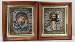 Icoane „Perechea Cununiei” (litografiat, reliefată, ramă, culoare, dreptunghiulară) 26x23cm