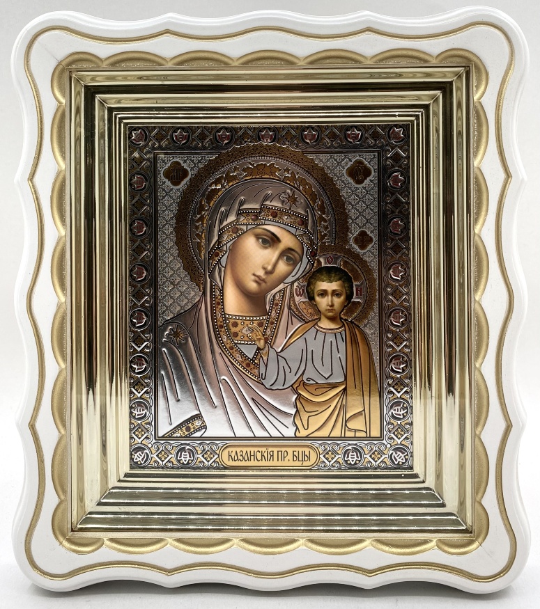 Icoane „Perechea de cununie” litografiate, margine dreaptă, trandafir alb, patină aurie, 27x24 cm