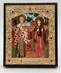 Icoană Sfântului Ierarh Ciprian și Iustina 11x13