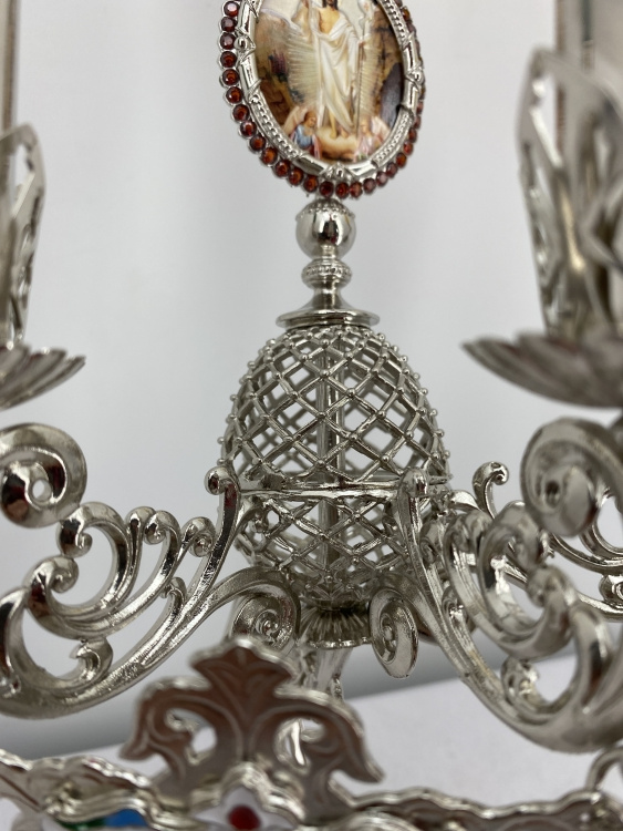 Trisfeșnic pascal cu icoană No. 16, nichel 29х11cm