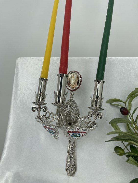 Trisfeșnic pascal cu icoană No. 16, nichel 29х11cm