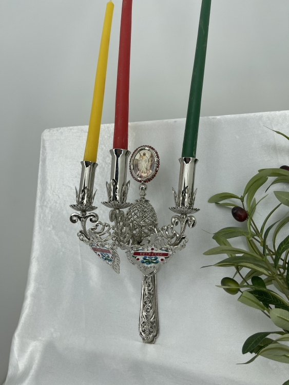 Trisfeșnic pascal cu icoană No. 16, nichel 29х11cm