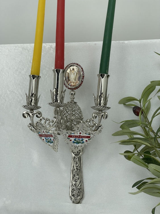 Trisfeșnic pascal cu icoană No. 16, nichel 29х11cm