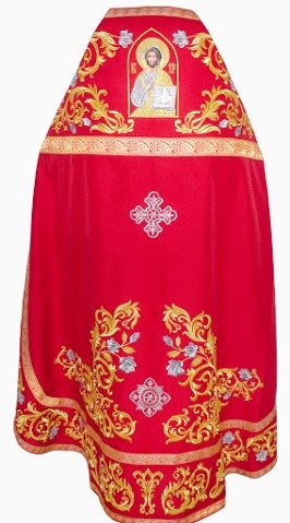 Veșminte preoțești brodate pe gabardină, broderie „Trandafir” cu galon aplicat