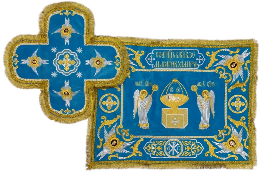 Pocroveț și aer cu broderie „Înger”, cu franjuri