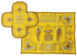 Pocroveț și aer cu broderie „Înger”, cu franjuri