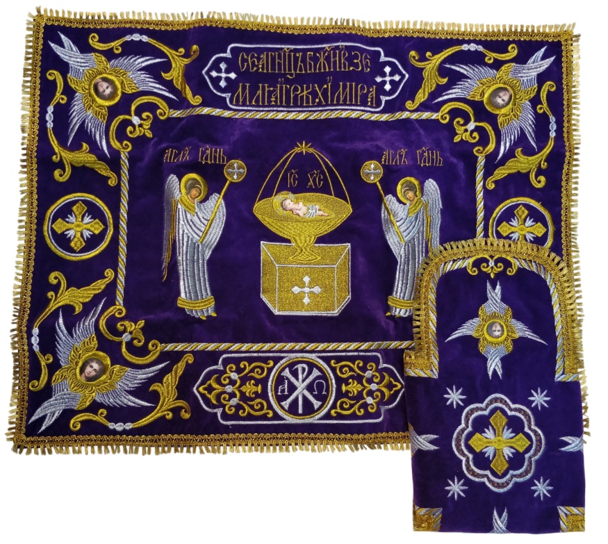 Pocroveț și aer cu broderie „Înger”, cu franjuri