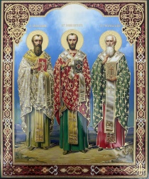 Icoana Sfântul Vasile cel Mare, Grigorie Teologul și Ioan Gură de Aur 24х20см